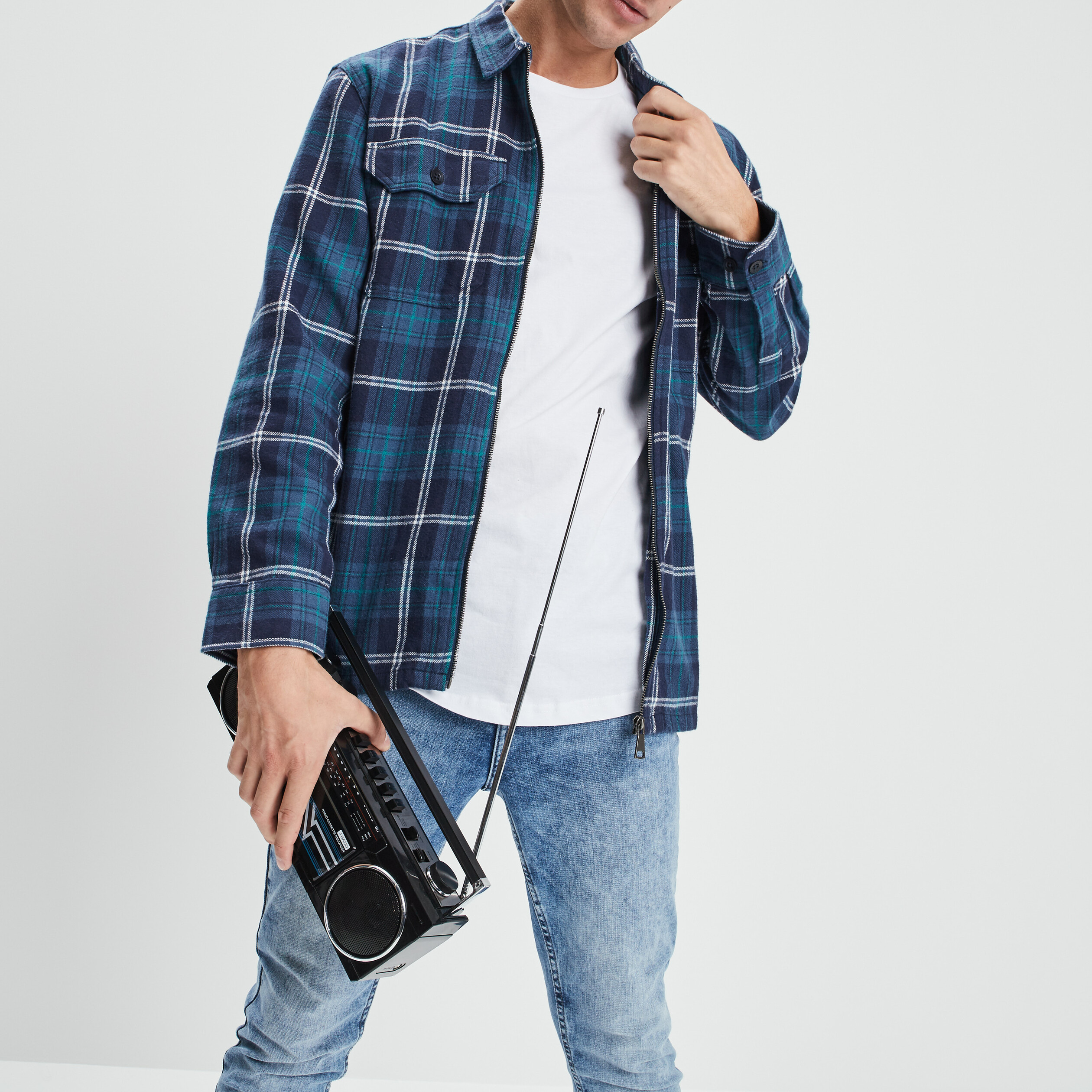 Chemise droite manches longues Creeks bleu marine homme | La Halle