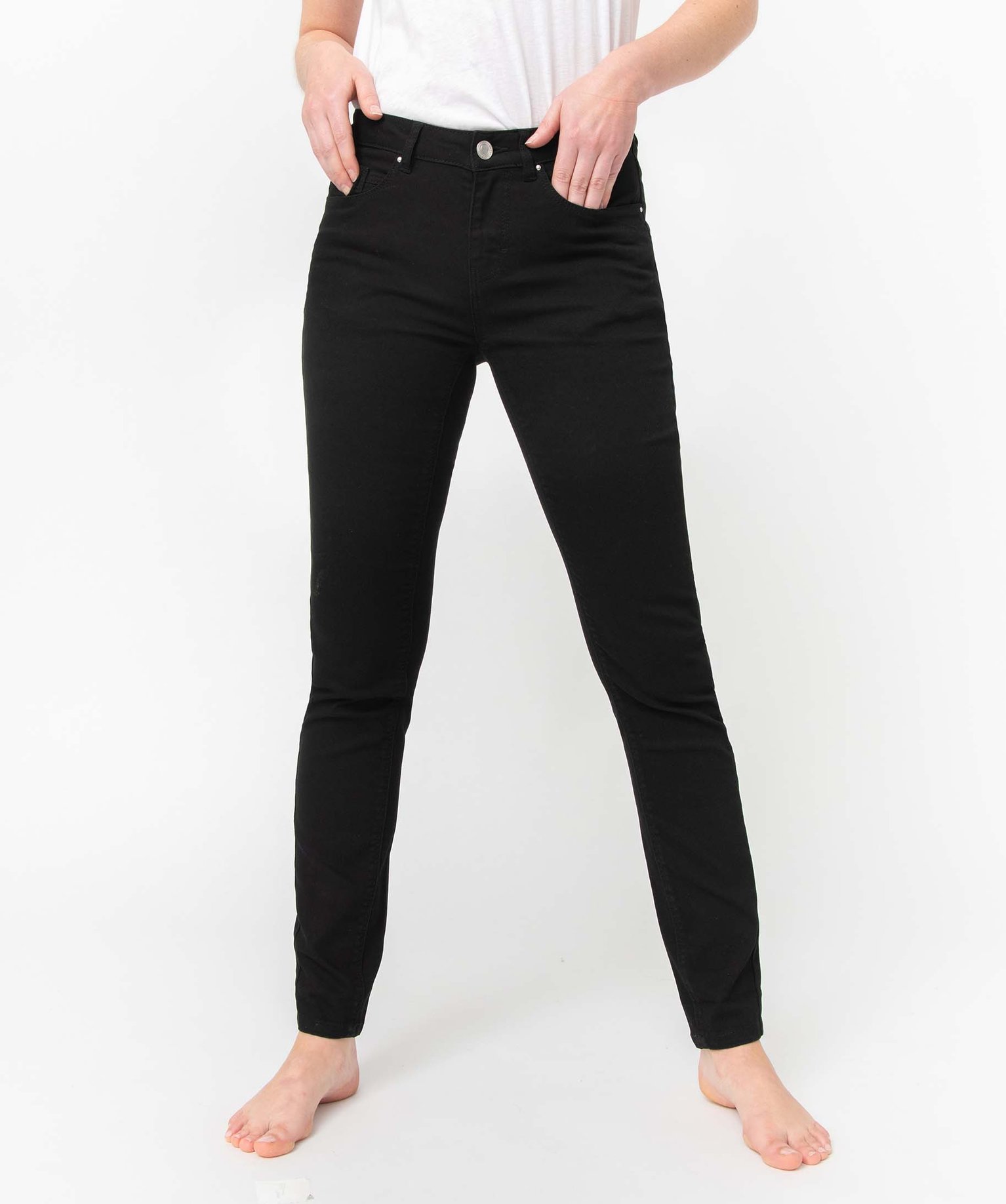 Pantalon femme coupe Slim taille normale noir | GEMO