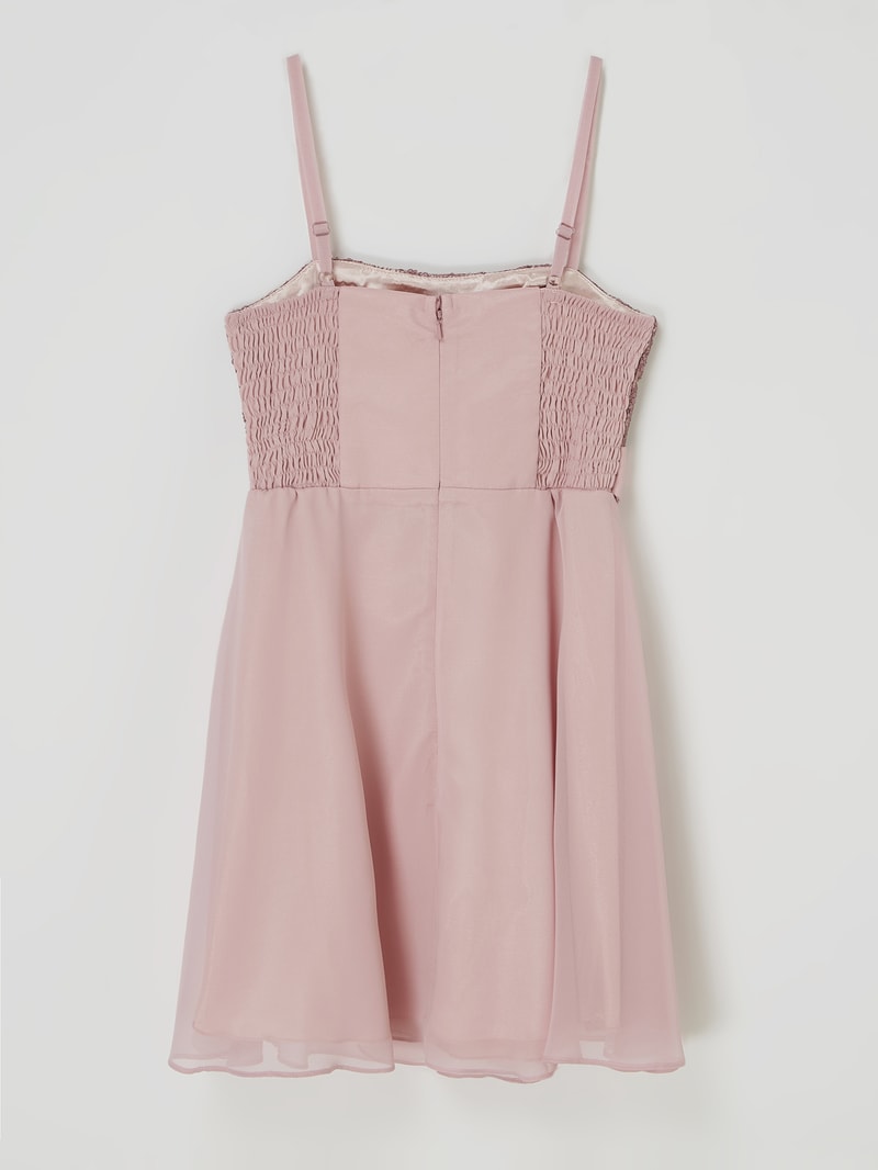 Kleid aus Spitze und Chiffon in mauve