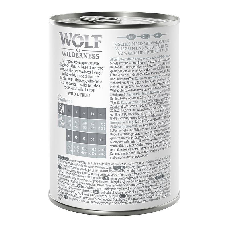 Wolf of Wilderness Adult 6 x 400 g - Single Protein
