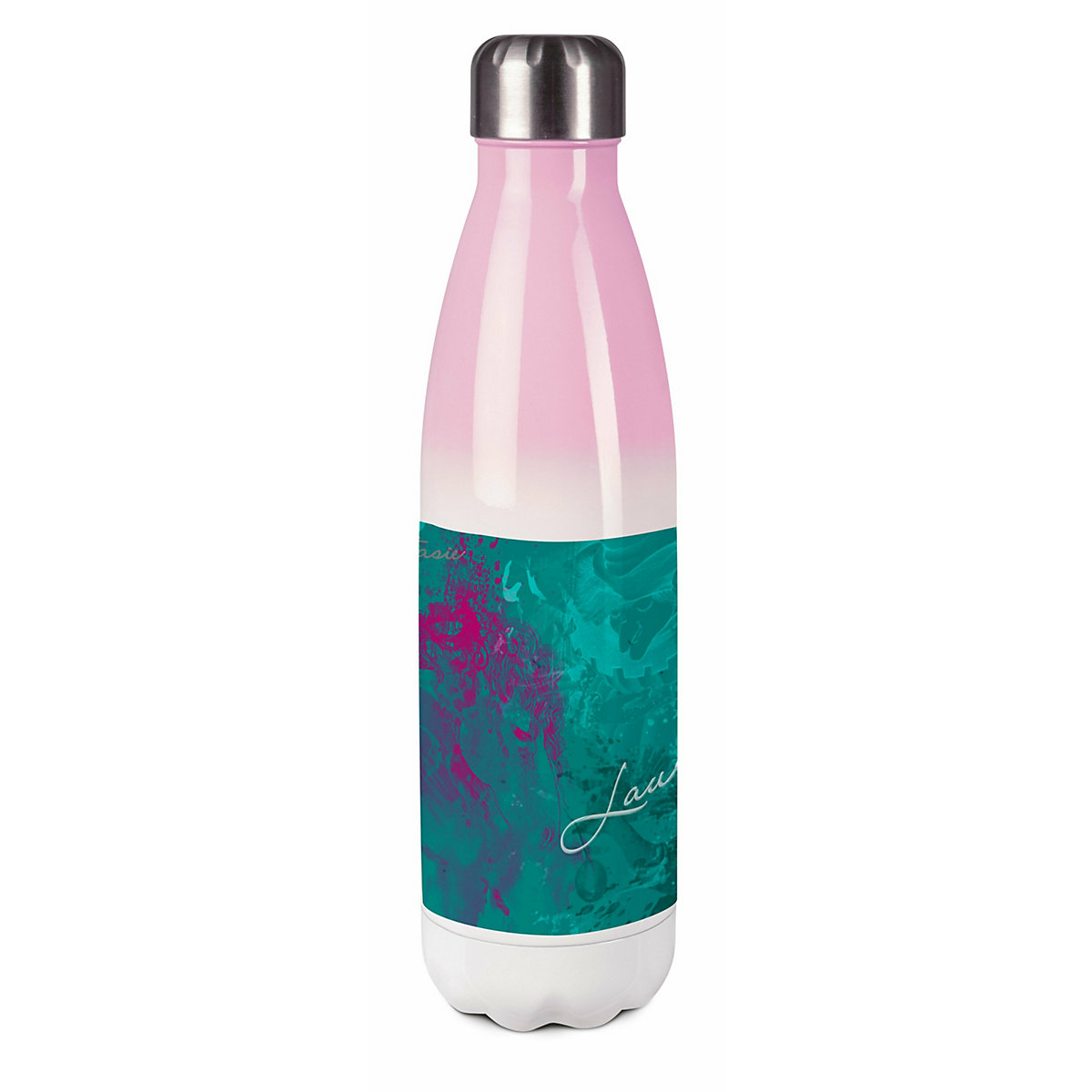Edelstahl Kinder Thermoflasche / Trinkflasche bunt Traum Farbe petrol pink Spülmaschinenfest, Auslaufsicher, Bruchfest, Doppelwandig, Für Heißgetränke geeignet, Mit Deckel, Isoliert