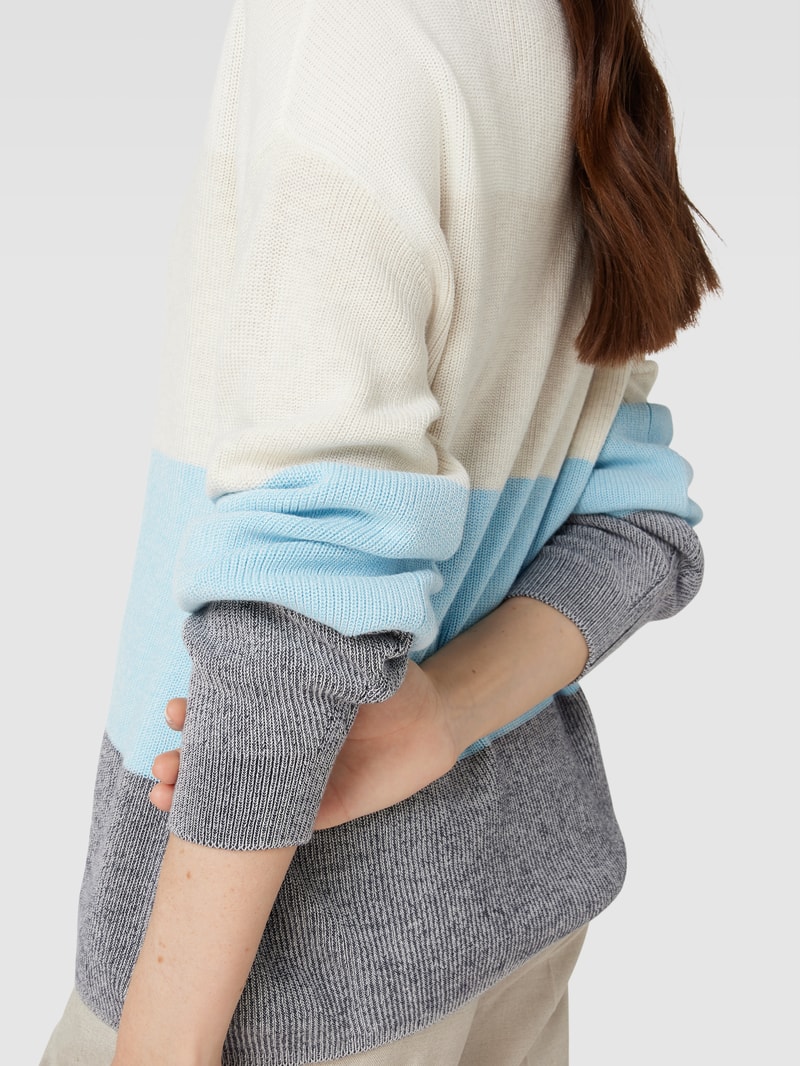 Strickpullover mit Allover-Muster in aqua blau