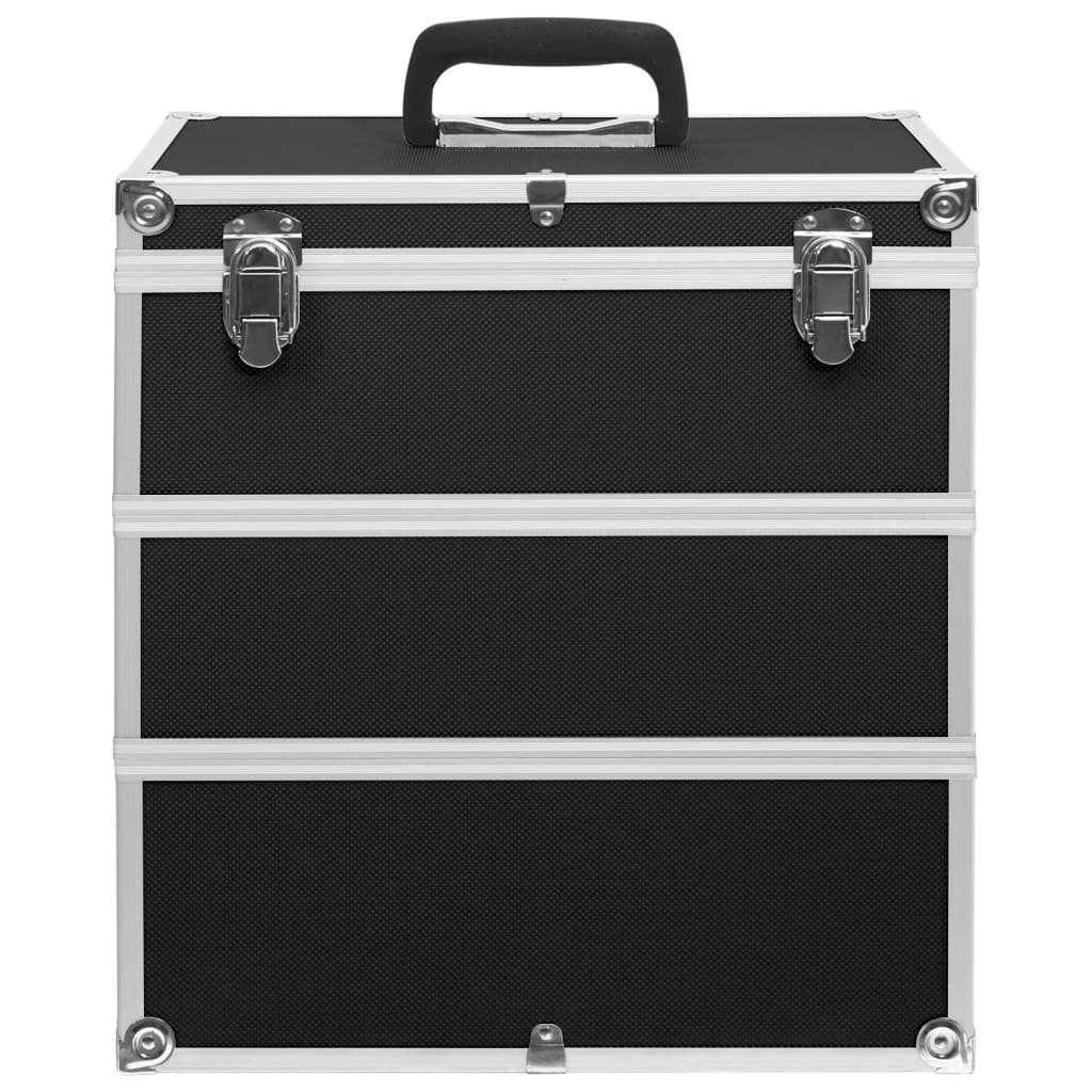 vidaXL Kosmetikkoffer Kosmetikkoffer 37x24x40 cm Schwarz Aluminium