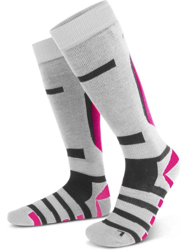 normani 2 Paar Ski-Kniestrümpfe Ripp in Weiß/Grau/Pink günstig kaufen