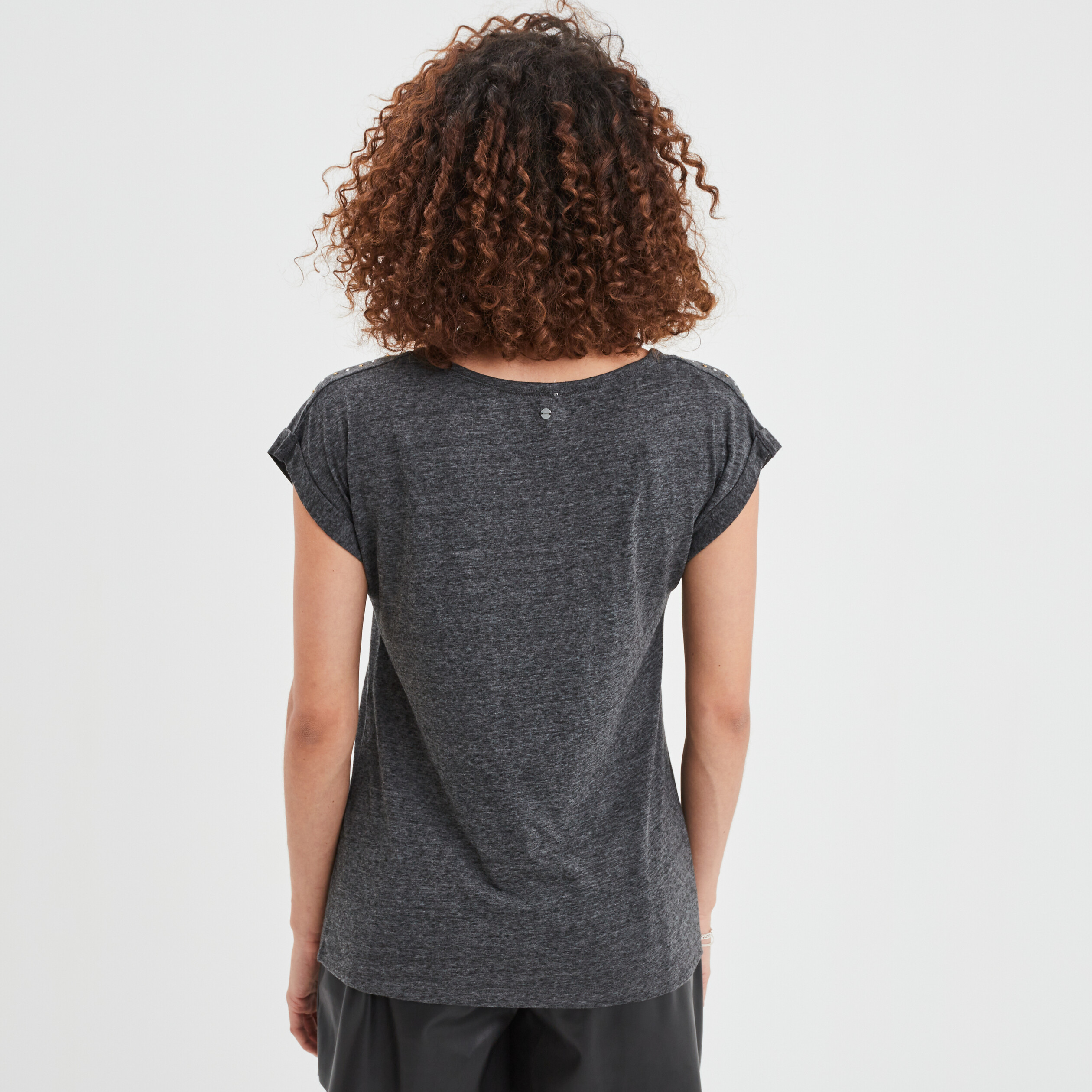 T-shirt avec clous oversize Liberto gris foncé femme | La Halle