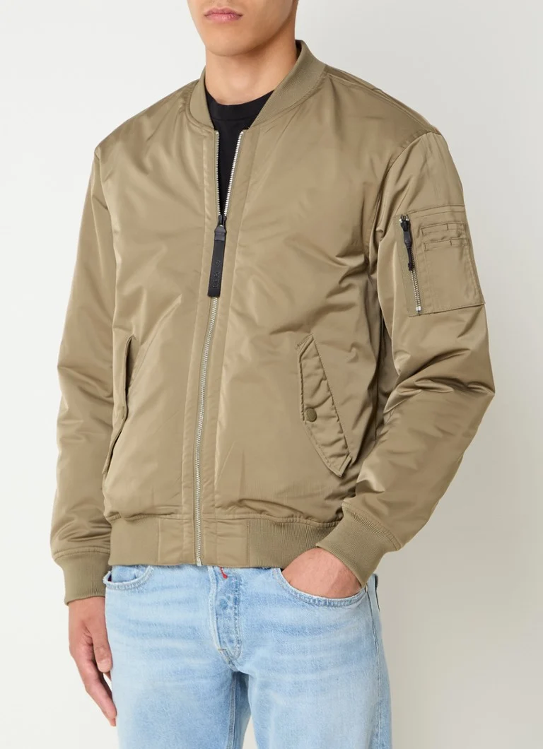 Replay satin bomber jacket with side pockets