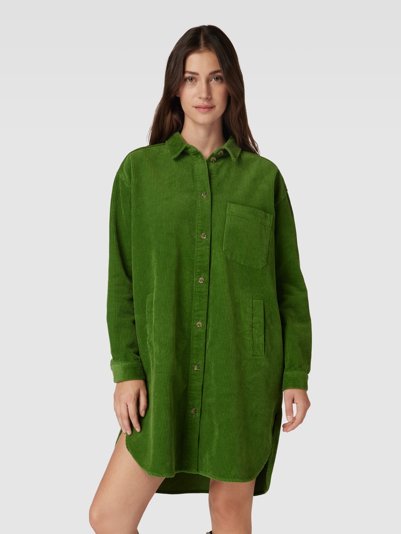 Knielanges Kleid aus Cord in grasgrün