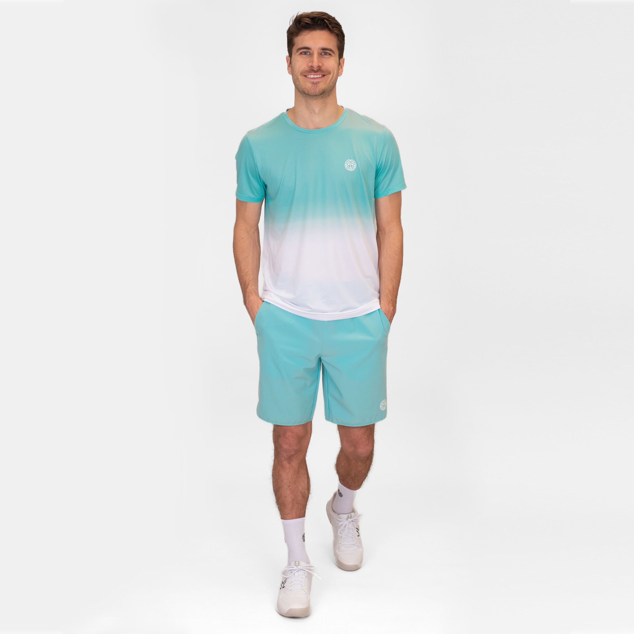 Crew Gradiant T-Shirt Herren - Türkis, Weiß