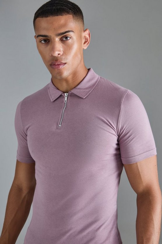 Muscle-Fit Poloshirt mit Reißverschluss