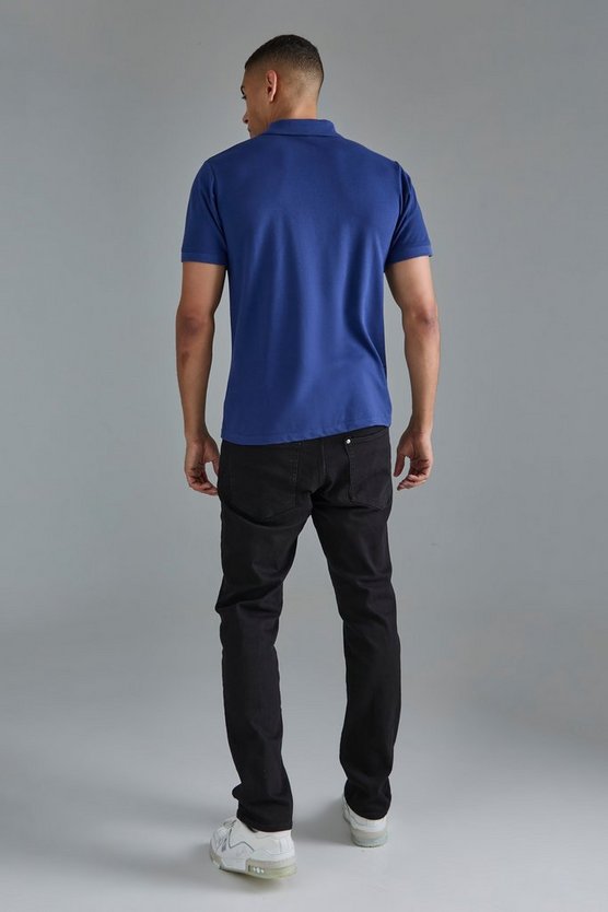 Slim-Fit Pique Poloshirt mit 1/4 Reißverschluss