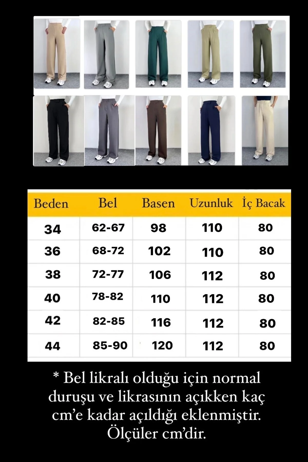 Ritnice  Line Palazzo-Hose aus Lycra für Damen mit Klettverschluss, Hellbeige