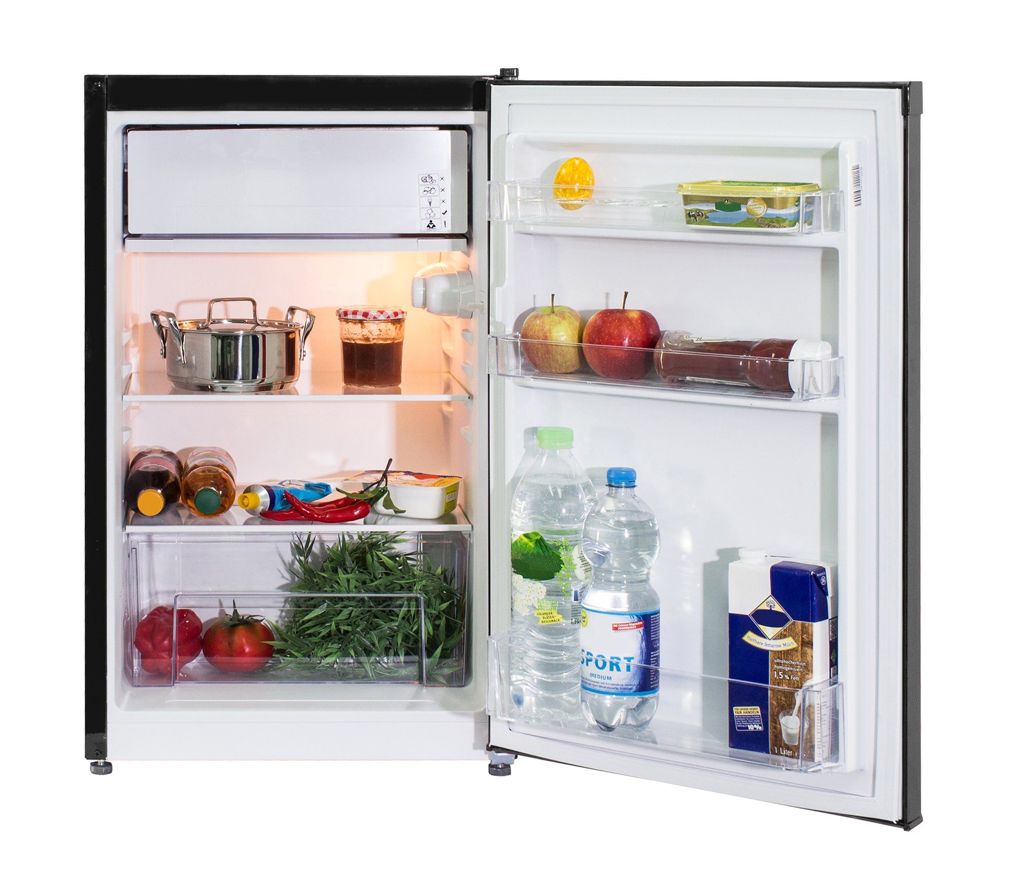 Telefunken Kühlschrank CF-33-101-B, 82.1 cm hoch, 48 cm breit, Tischkühlschrank mit Eiswürfelfach, 89 L Gesamt-Nutzinhalt