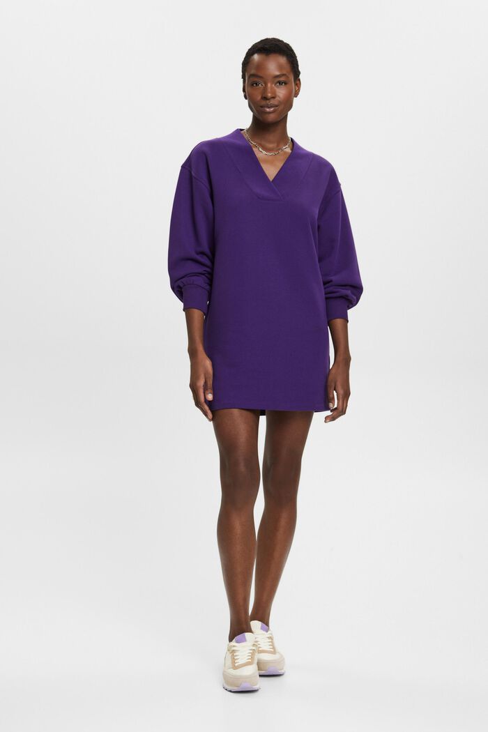 Mini-Sweatkleid mit V-Ausschnitt