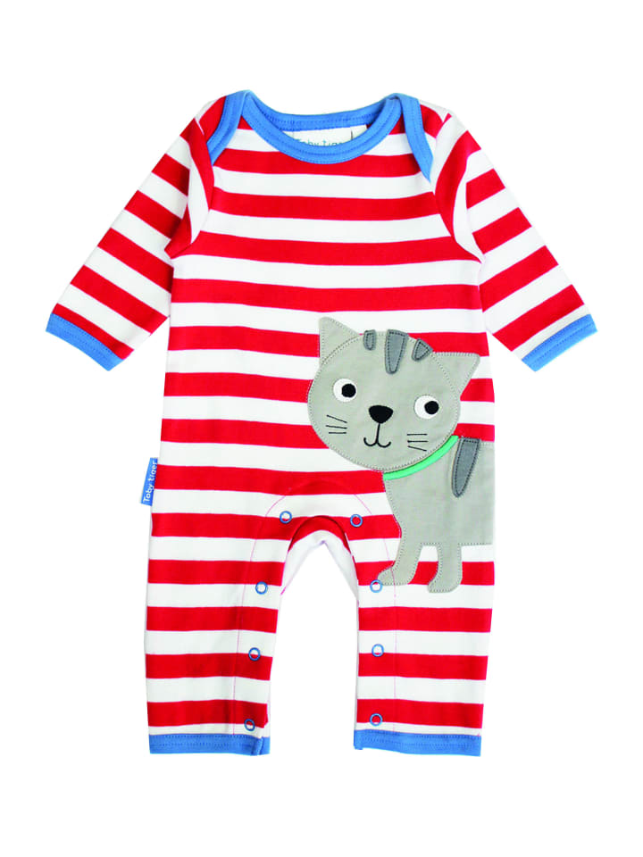 Toby Tiger Schlafanzug mit Katzen Applikation in rot günstig kaufen 56
