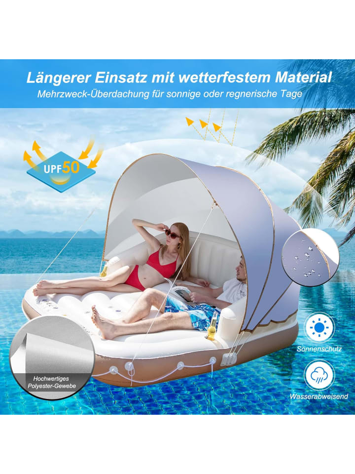 COSTWAY Badeinsel Aufblasbar für 2 Erwachsene in Beige günstig kaufen onesize