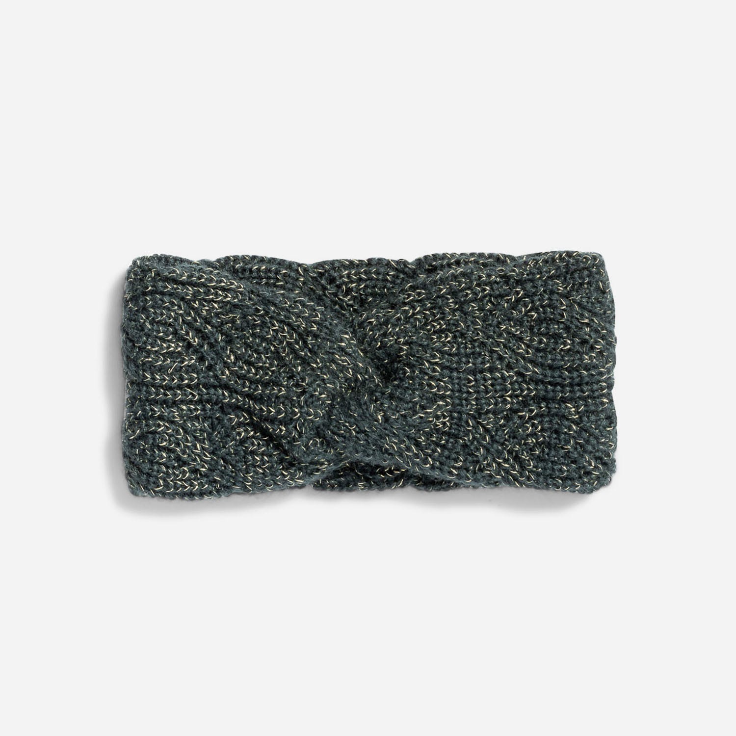 Bandeau vert en maille torsadée lurex