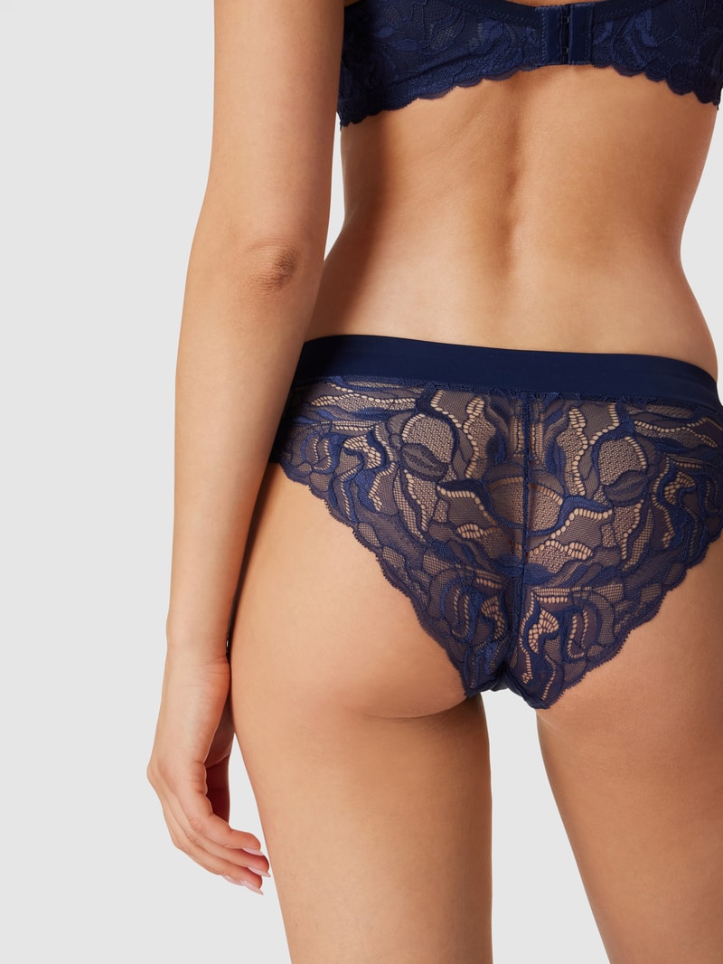 PLUS SIZE Panty aus Mikrofaser und Spitze Modell 'Valencia' in dunkelblau
