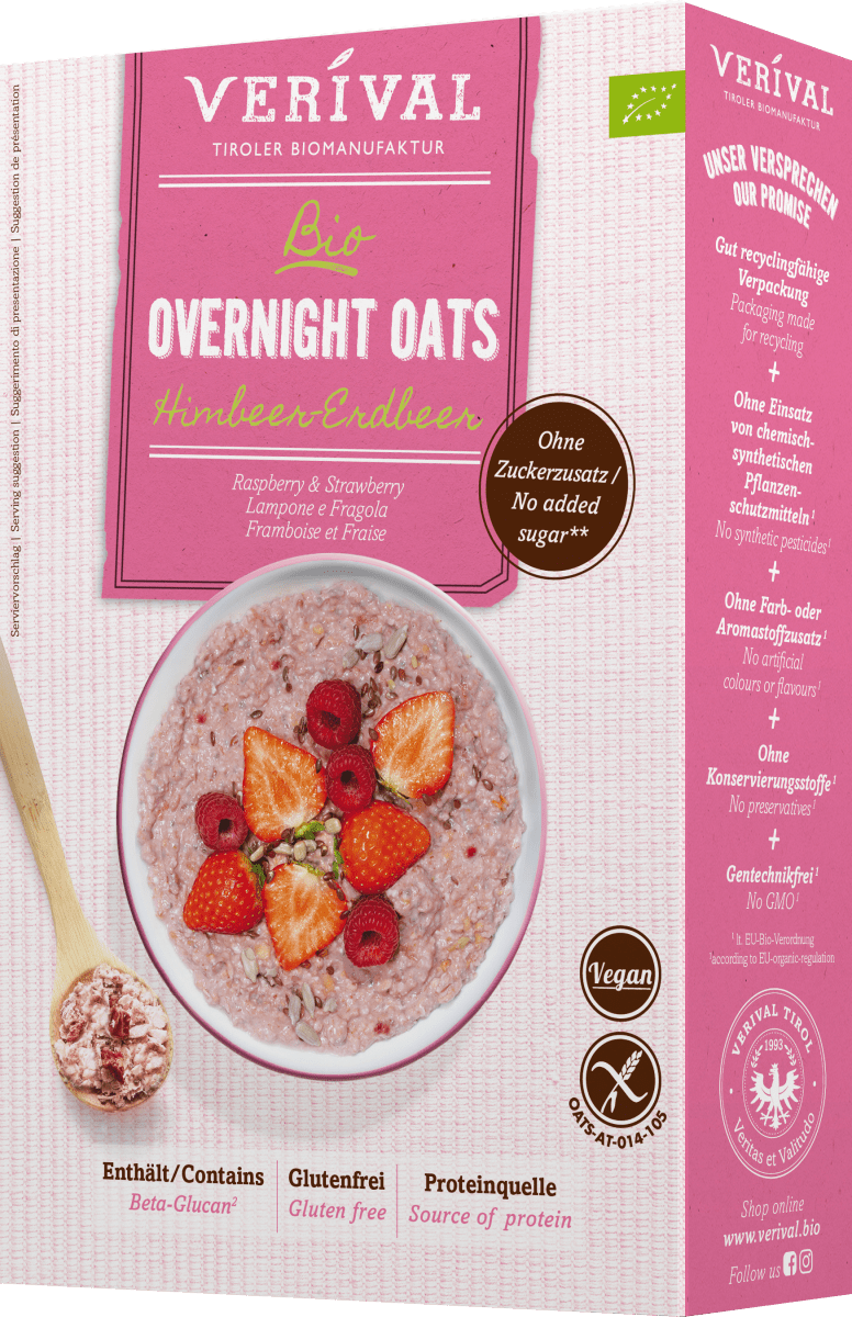 Overnight Oats, Himbeer-Erdbeer, 350 g