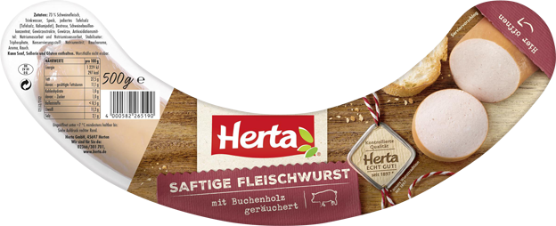 Herta Saftige Fleischwurst mit Buchenholz geräuchert