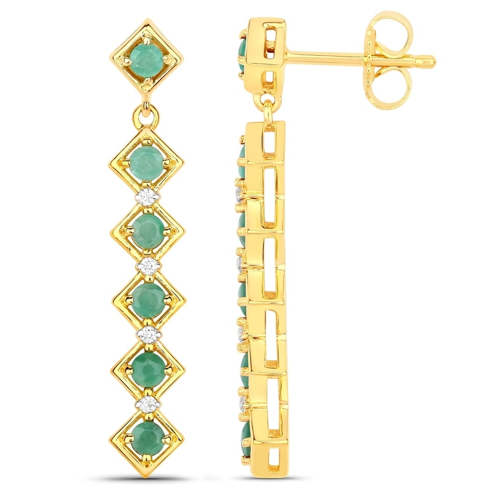 Rafaela Donata Boucles doreilles Argent sterling Emeraude en Or jaune Bijoux