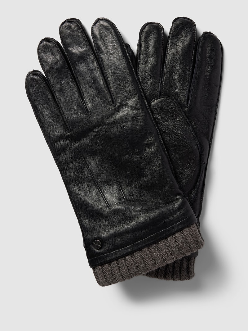 Handschuhe aus Schafsleder mit Ziernähten Modell 'touch' in schwarz