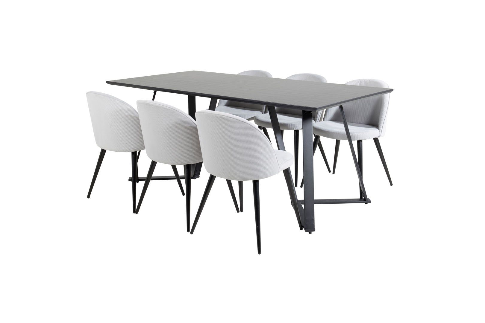 ebuy24 Essgruppe MarinaBLBL Essgruppe Esstisch schwarz und 6 Velvet, (7-tlg)