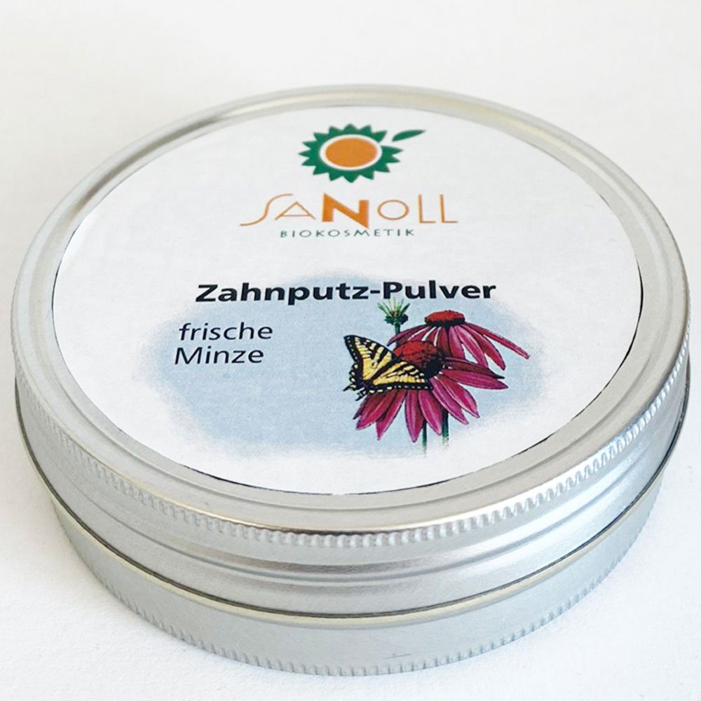 Sanoll Zahnpasta Zahnputz Pulver frische Minze, 50 g