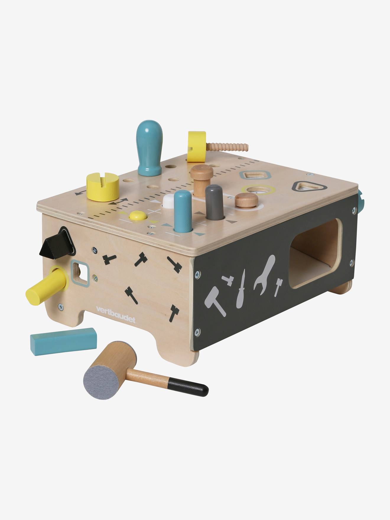 Vertbaudet Kinder Werkbank, Holz FSC - mehrfarbig