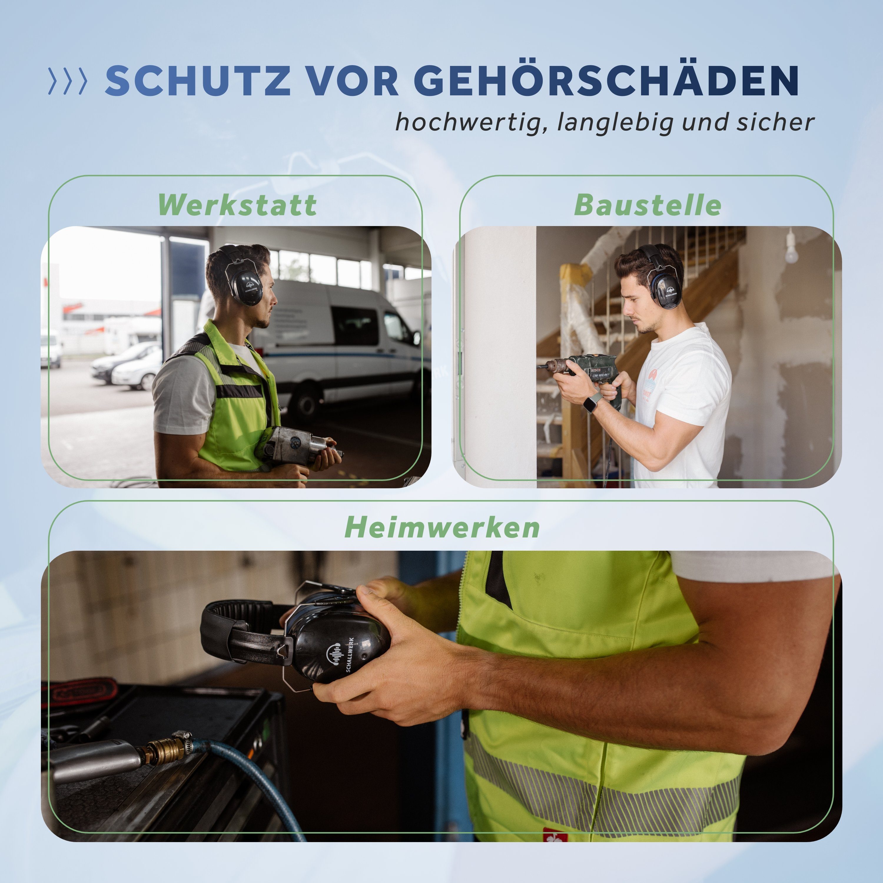 Schallwerk Kapselgehörschutz SCHALLWERK ® Work+, Arbeitsgehörschutz – größenverstellbar