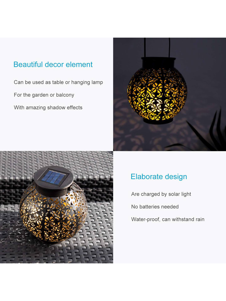 Intirilife Solar Laterne Lampe Gartenleuchte in Schwarz günstig kaufen onesize