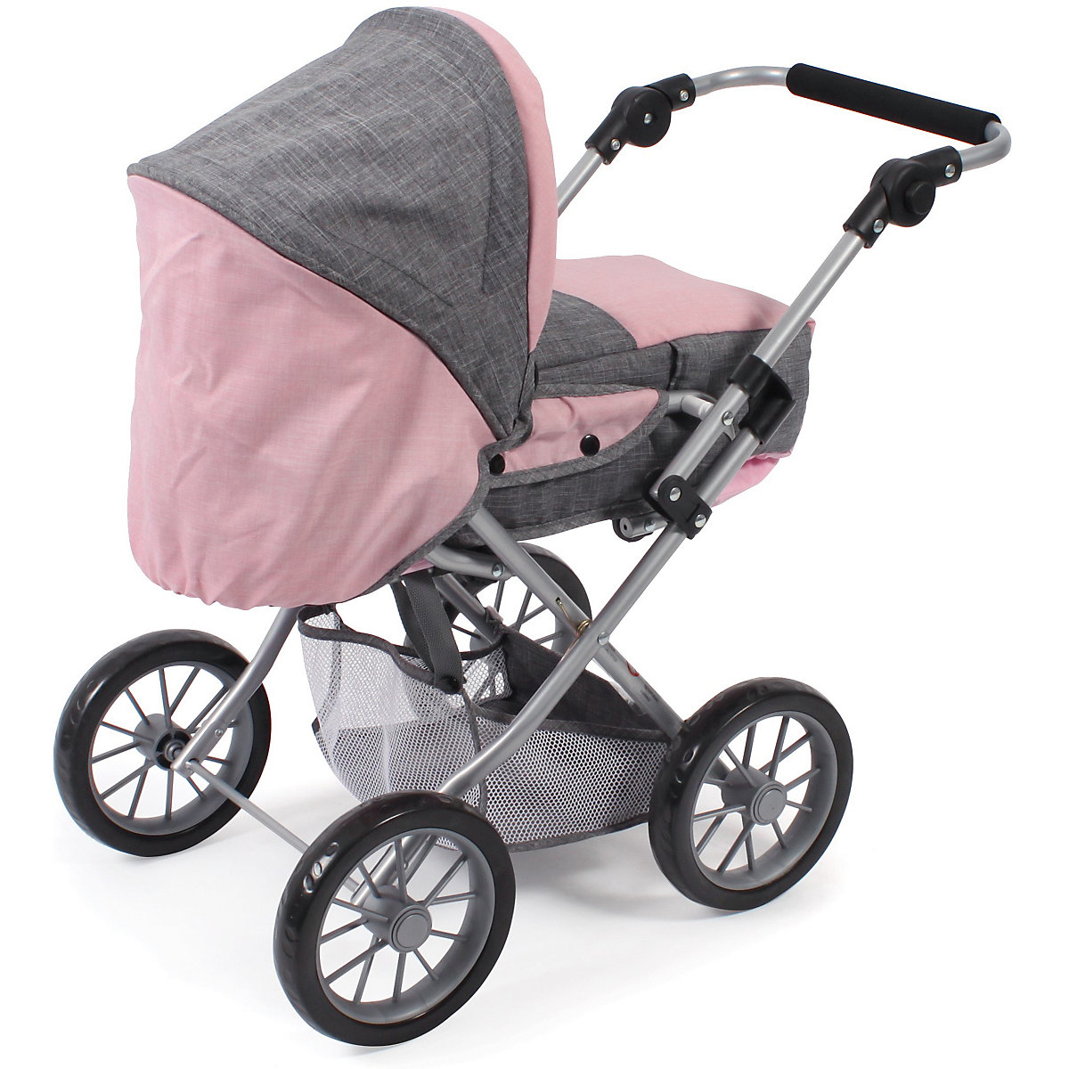 Kombi-Puppenwagen LENI, Melange grau-rosa
