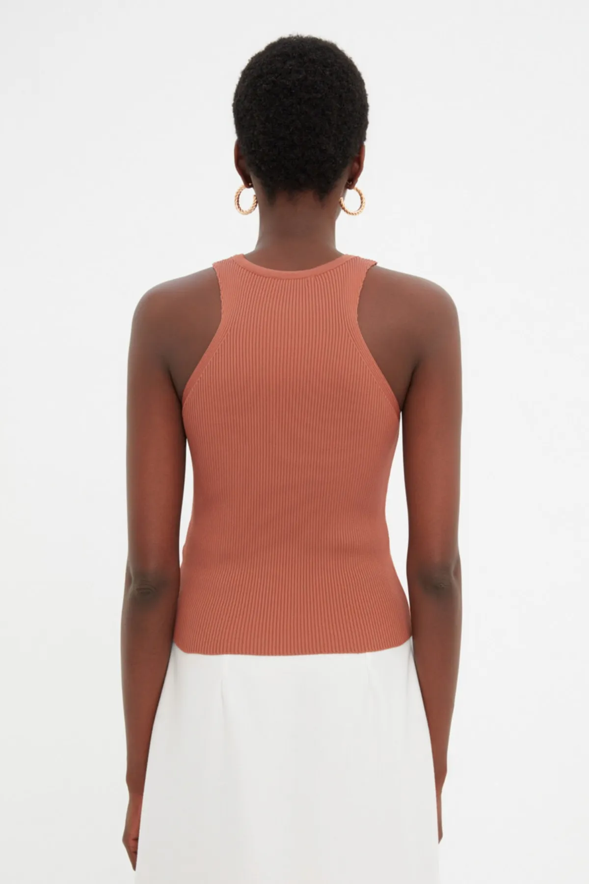 Trendyol Collection  Braune Cord-Strickbluse