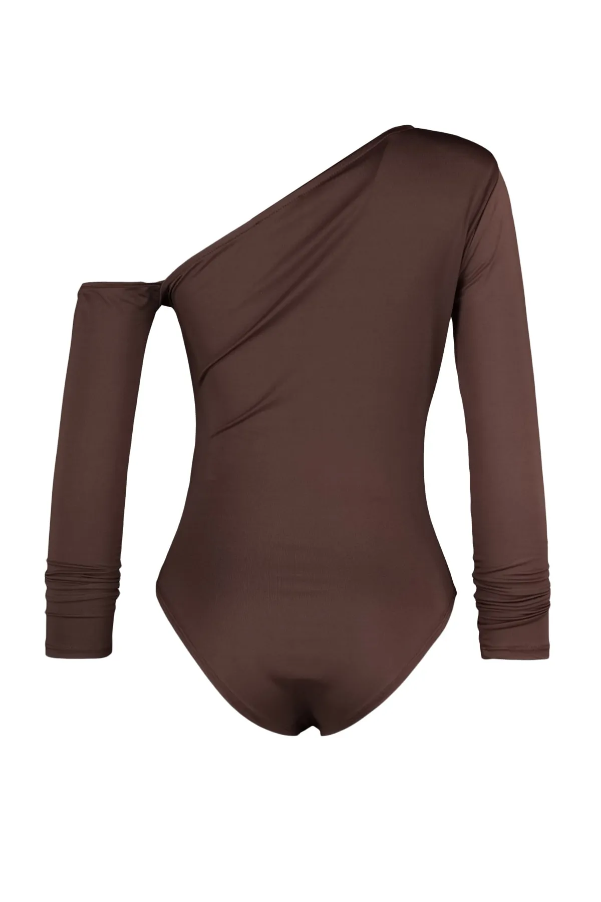 Trendyol Collection  Brauner, asymmetrischer Kragen, langärmeliger Stretch-Strickbody mit Druckknöpfen TWOAW22BD0080
