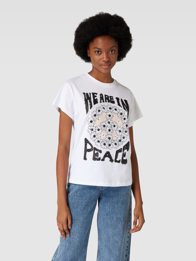 T-Shirt mit Motiv-Print in weiß