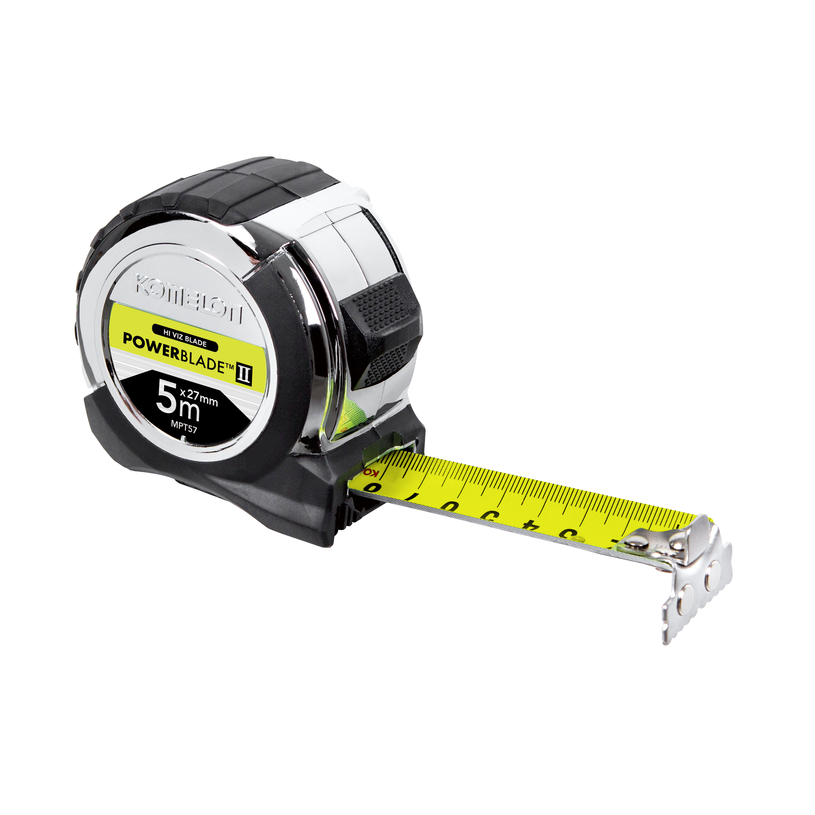 Mètre ruban Komelon MPT57 POWERBLADE haute visibilité 5 m x 27 mm avec crochet magnétique