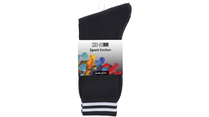 MOVE UP Unisex Sportsocken Ringel 3er Pack schwarz