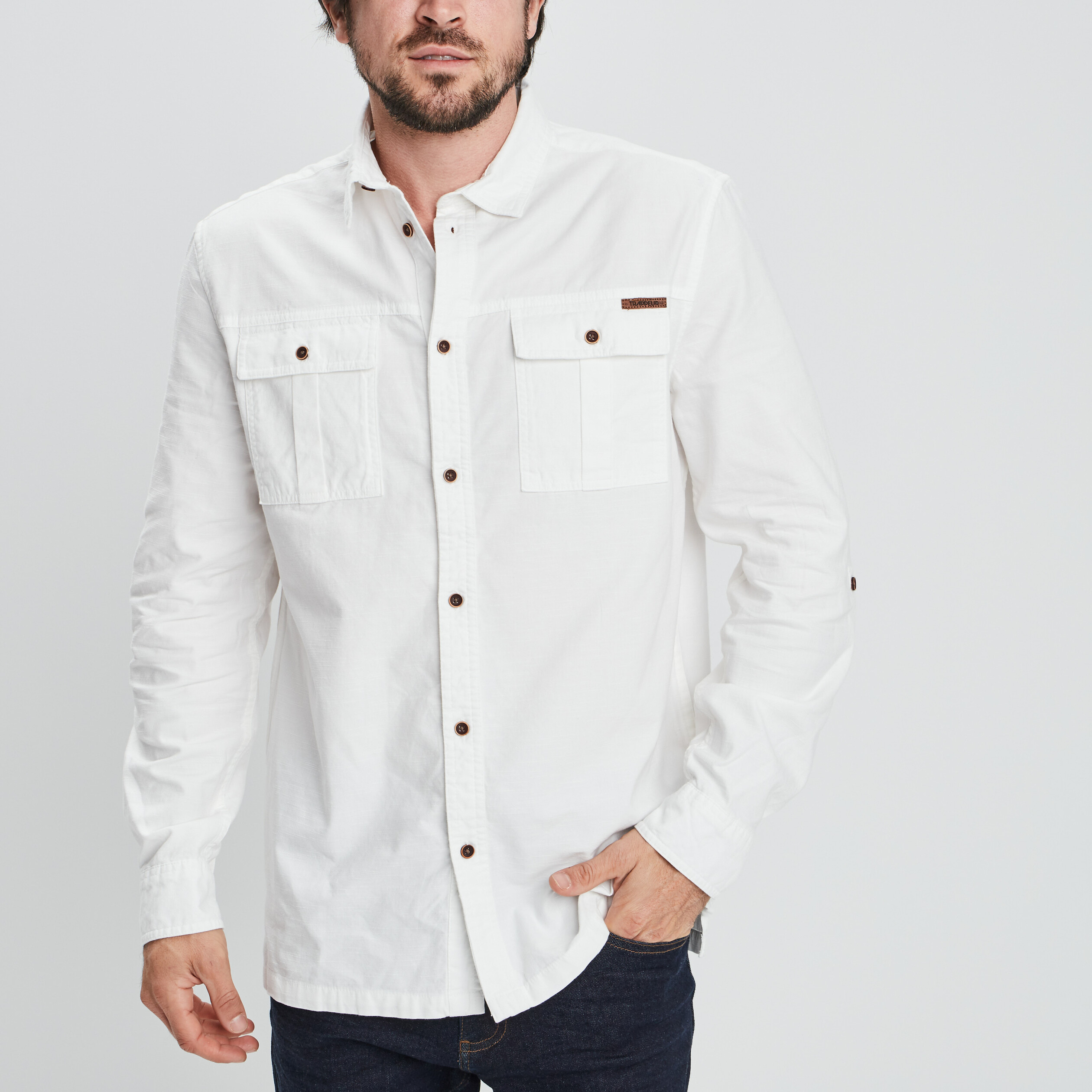 Chemise manches longues Trappeur ivoire homme | La Halle