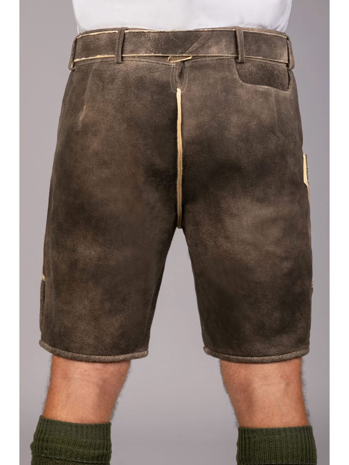 Edelnice Kurze Hirschlederhose Stefan sämisch in dunkelbraun günstig kaufen