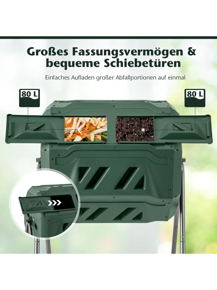 COSTWAY 160L Trommel-Komposter in Grün günstig kaufen onesize