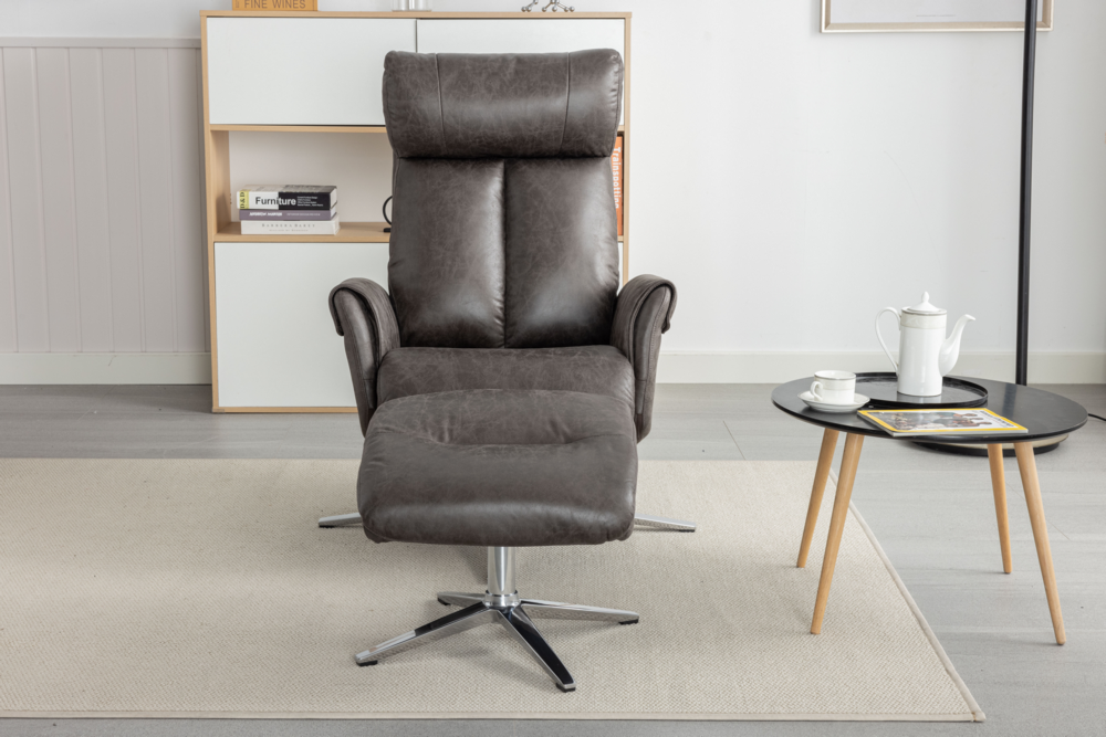 Happy Home Happy Home elektrisch verstellbarer Relaxsessel mit Hocker HWP51-GRA grau