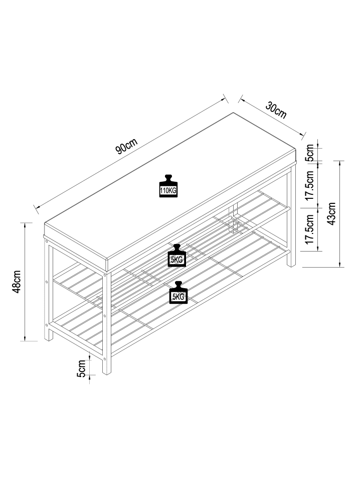 VCM  Metall Holz Sitzbank Schuhregal Schuhbank Taliro in Honig-Eiche günstig kaufen onesize