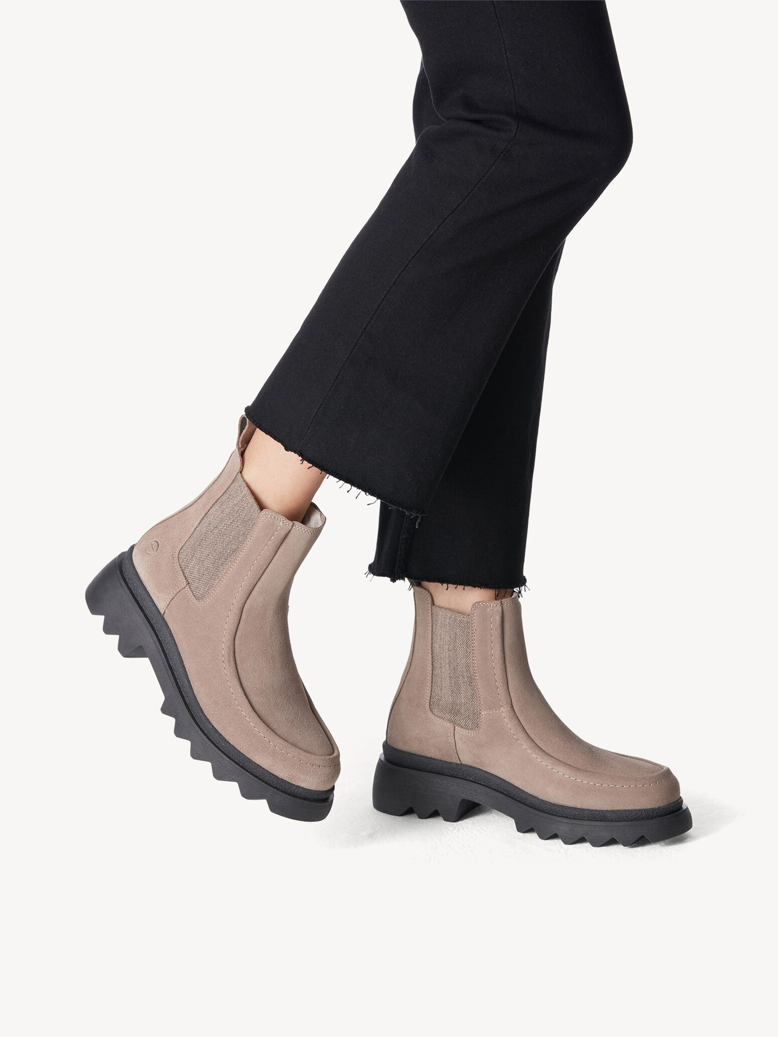 Bottine Chelsea en cuir - beige