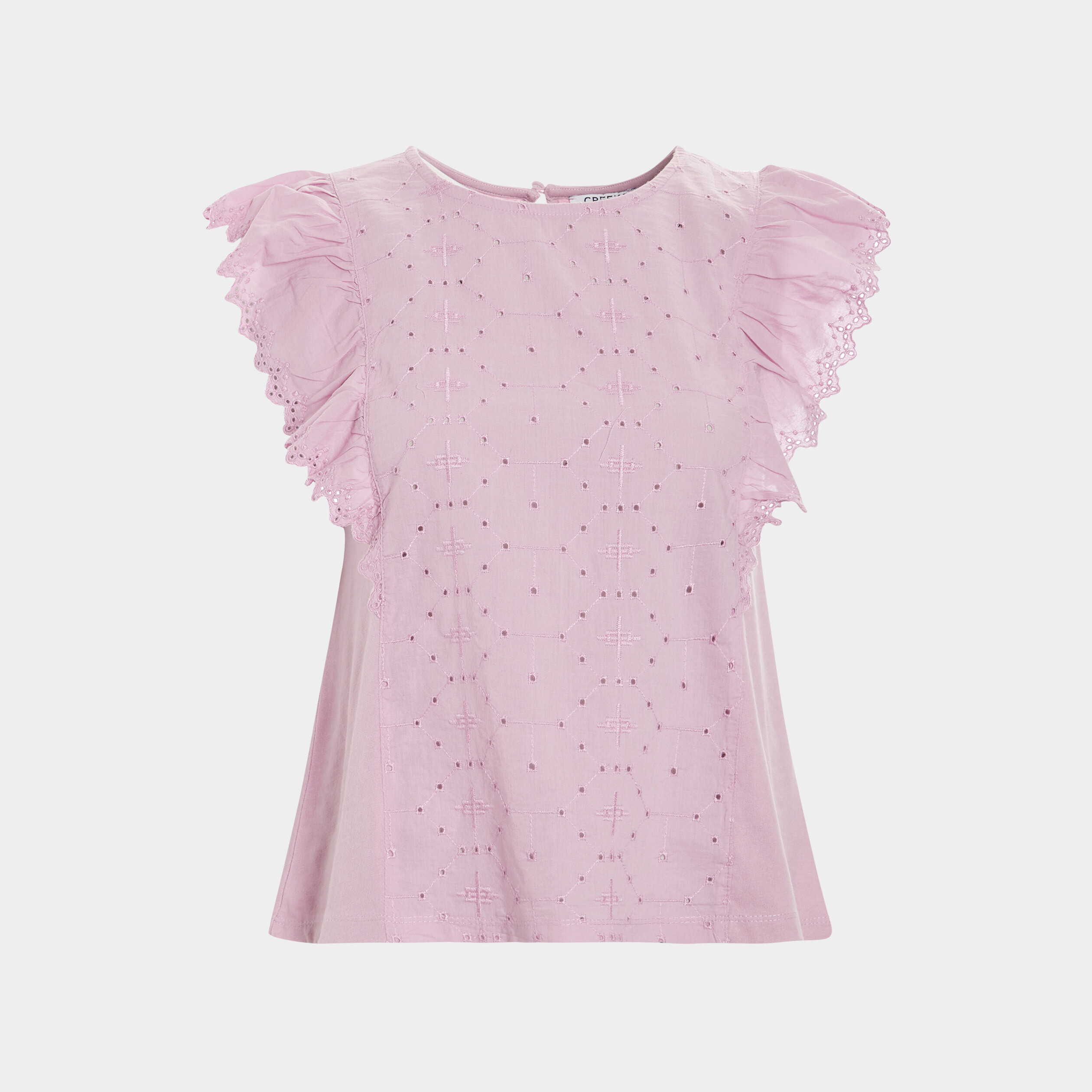 T-shirt avec broderie anglaise parme femme | La Halle