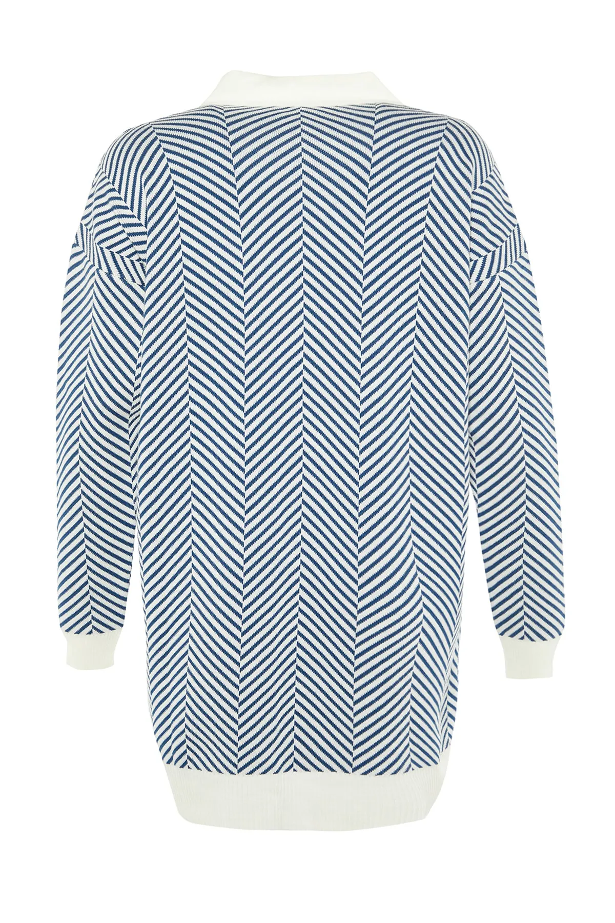 Trendyol Modest  Blau gestreifte Strickjacke TCTAW23HI00070