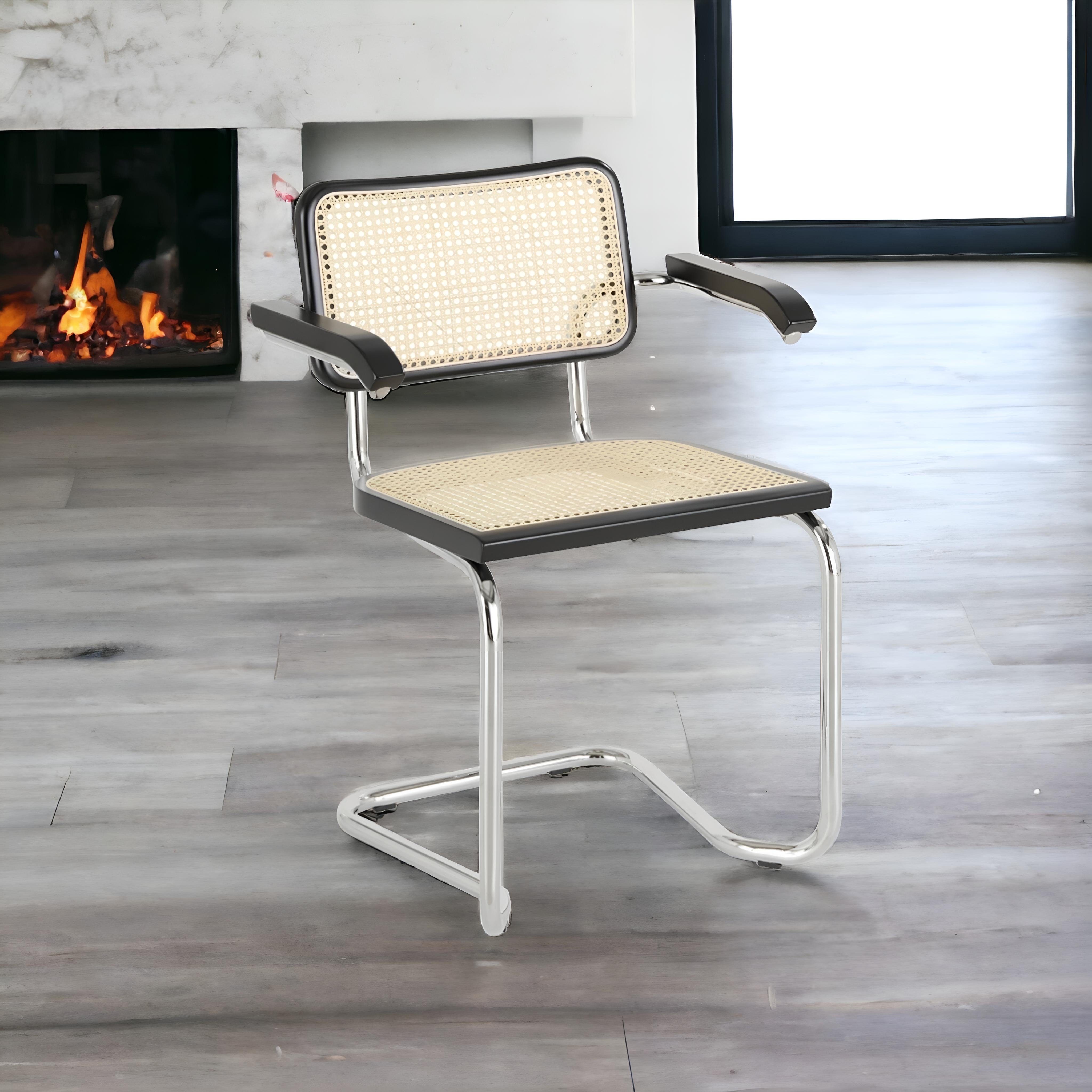 k-hometrends Freischwinger Modernes Schwingstuhl Set KALEO, Wohnzimmerstühle (2er Set), Wiener Geflecht, hoher Sitzkomfort