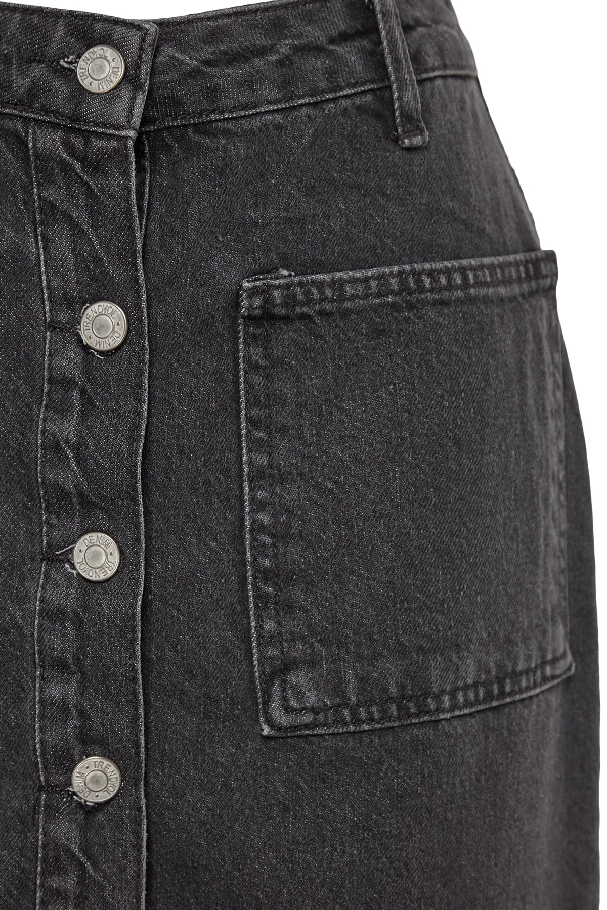 Trendyol Collection  Anthrazitfarbener Denim-Jeansrock mit doppelter Tasche und hoher Taille TCTSS23EE00002