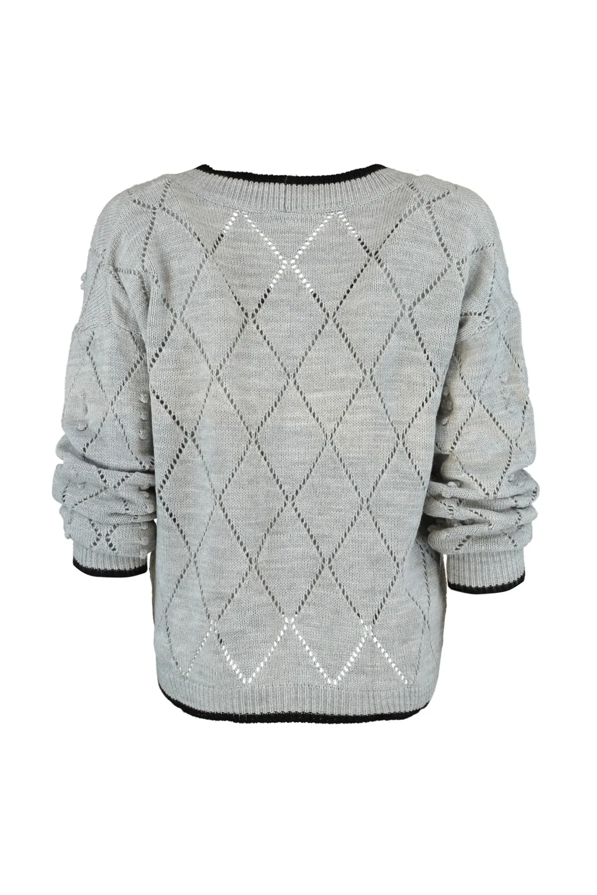 Trendyol Collection  Graue Strickjacke mit Lochmuster TWOAW22HI0290
