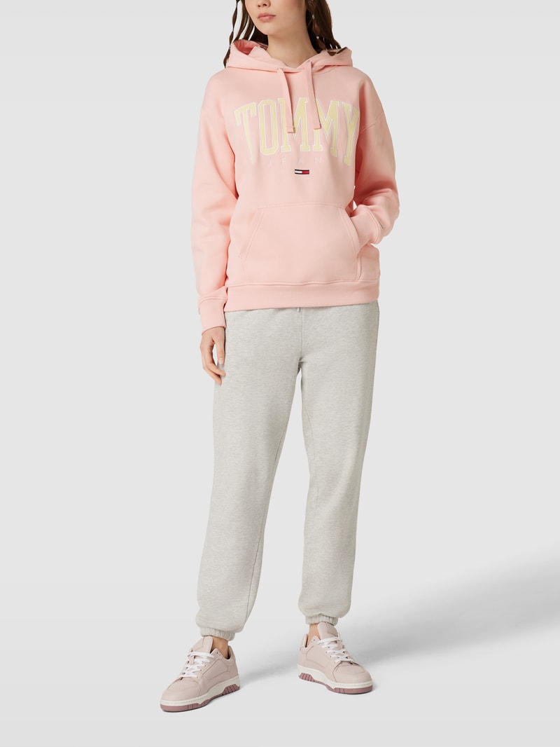 Hoodie mit Label-Stitching Modell 'POP' in apricot