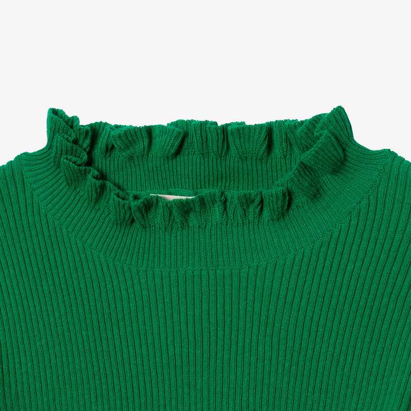 Pull fille tricot côtelé vert Catimini