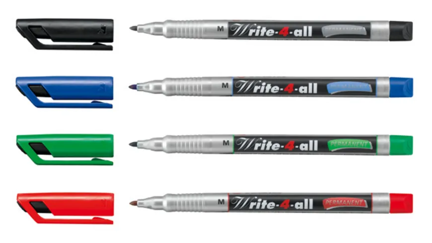 STABILO® Permanent-Marker - STABILO Write-4-all - medium - 4er Pack - blau, rot, grün, schwarz sortiert